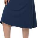 Women's Midi Knee Length Skirts with Zipper Pockets,26" Athletic Long Skorts for Women Athletic Swim Skirts, Navy Blue, Large