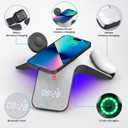 YLF Fast Wireless Charger Station 5 in 1 with Adapter - Wireless Phone Charger Stand with LED and Bluetooth Clock for Samsung Galaxy S23 Ultra/S23/S22/S21(Grey)