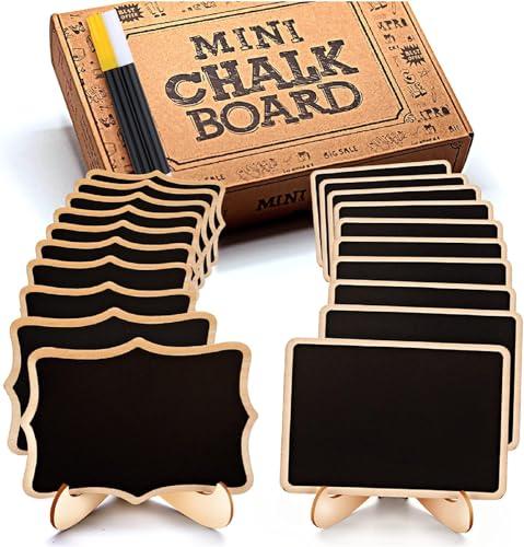 Mini Chalkboard Signs, 20 Pack Framed Small Chalk Board Food Labels with Easel Stand for Party Buffet or Wedding Celebration, Wooden Blackboard as Place Cards for Table Setting or Numbers