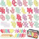 Iron on Chenille Letters Patches, 72 Pcs Self Adhesive Patches Alphabets 2.2 Inch Sew on Patches Varsity Initial Fabric Stickers Fuzzy Towel Embroidered Patches for Clothing Caps