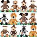 HyDren 12 Pieces Safari Stuffed Animals 8 Inch Jungle Animal Toys Set Boys Girls Plush Forest Animals Lion Elephant Zebra Giraffe Tiger Monkey for Zoo Animal Party Teacher Student Award