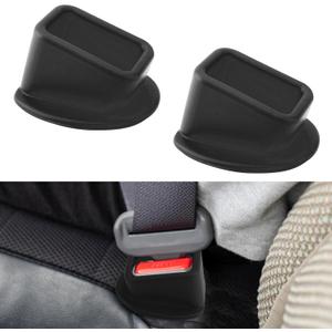 2-Pack Seat Belt Buckle Holder,Silicone Car Rear Seatbelt Buckle Booster for Easy Access,Safety Belt Fixer for Kids,Keeps the Buckle Upright and Stable-Universal for Most Cars,SUVs,Vans (Black)