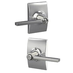 Schlage Latitude Bed/ Bath Privacy Door Handle with Lock, Bright Chrome