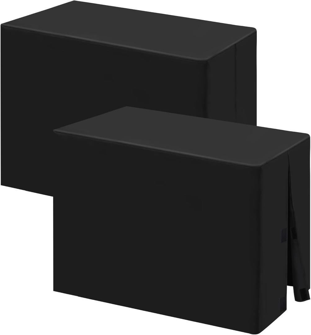 Fixwal Table Covers, 2 Pack 4FT Table Cover Fitted, Black Table Cover Protector for Folding Table, 48 x 24 Inch Fitted Tablecloth for 4 Foot Tables