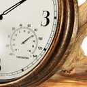 16 Inch Large Outdoor Wall Clock,Waterproof Vintage Non-Ticking Clock with Thermometer and Hygrometer Combo,Battery Operated Clock Wall Decorative- Bronze