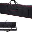 88 Key Keyboard Case Carrying Piano Cover, Gig Bag with 2-Pocket Keyboard Bag, 600D Durable Oxford Inside Padded Full Coverage Dust Protection for Digital Piano Covers (L-53.5"x13" x 6.7", BLACK+RED)