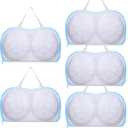 Prasacco 5 Pack Bra Washing Bags for Laundry,Bra Laundry Bags for Washing Machine 3D Protective Bras Wash Bag with Handle Zipper for Women Storage Wash Delicates Underwear Brassiere,Blue