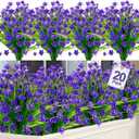 TURNMEON 20 Bundles Artificial Flowers for Outdoors, Summer Spring Grass Camellia Fake Flowers Plastic Plants, UV Resistant No Fade Faux Greenery for Gardens Porch Cemetery Decor 500 Heads(Purple)