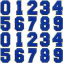 20 Pcs 3.15 in Chenille Iron on Numbers Embroidery Patches with Glitter Sequins Sew 0-9 Applique for Team Uniform Sports T-Shirt Football Jeans Bags Decors(Blue)
