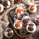 12 Pcs Christmas Felt Highland Cow Print Ornaments 2.36'' Handmade Wool Felt Ornaments Brown Hanging Western Rustic Balls for Christmas Tree Country Farmhouse Party Decor Vintage Xmas Baubles