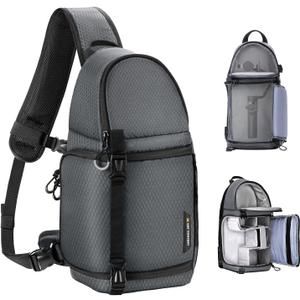 K&F CONCEPT Camera Sling Bag Crossbody Bag Waterproof Camera Shoulder Backpack DSLR/SLR/Mirrorless Camera Case