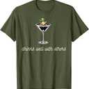 St Patricks Day Drinks Well With Others Martini Womens Top T-Shirt, M