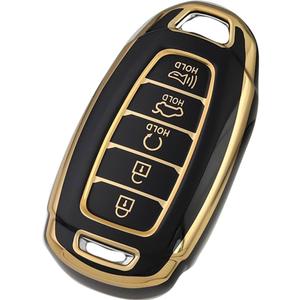 Key Fob Cover Compatible with Smart Key (5 Button, Gold and Black)