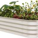 EAST OAK Galvanized Raised Garden Bed Kit, 4 x 2 x 1ft Oval Metal Planter Boxes Outdoor with Anti-Rust Coating, Sturdy Raised Garden Bed for Water Trough, Vegetables, Gardening Whisper White