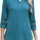 CiCiBird Womens 3/4 Sleeve Blouses Casual Button V Neck Shirt 2025 Trendy Tops (XL)