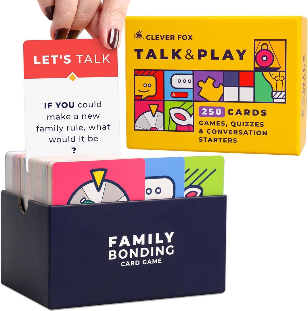 Clever Fox 250 Family Conversation Cards for Kids & Adults  Conversation Starter, Family Questions & Talk Game for Fostering Healthy Relationships  Great During Dinner Table Talk
