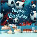 Soccer Happy Birthday Banner Backdrop Soccer Backdrop for Birthday Party Football Sports Themed Decorations Banner for Boys Party 6x4Ft