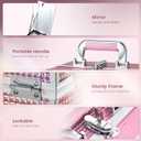 Joligrace Makeup Train Case Makeup Case Organizer Portable Cosmetic Box Storage with 2 Trays Mirror Locking Make Up Travel Case for Nail Kits Cosmetics Craft Traveling Makeup Box Mermaid Pink