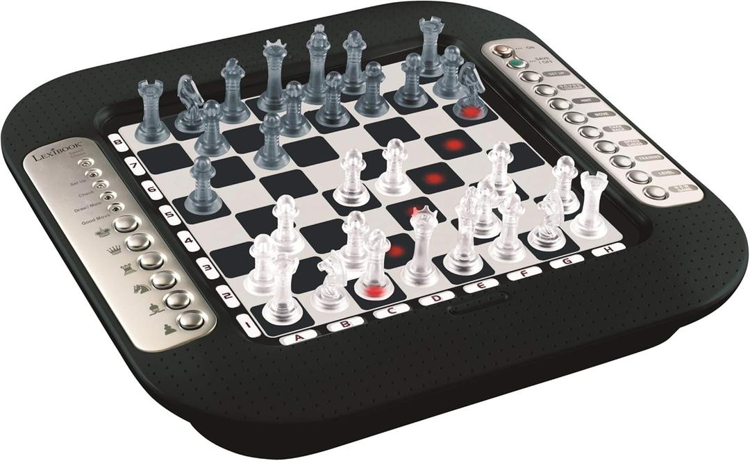 Lexibook Chessman FX, Electronic Chess Game with Tactile Keyboard and Light and Sound Effects, 32 Pieces, 64 Levels of Difficulty, Family Board Game, Black/Grey, CG1335