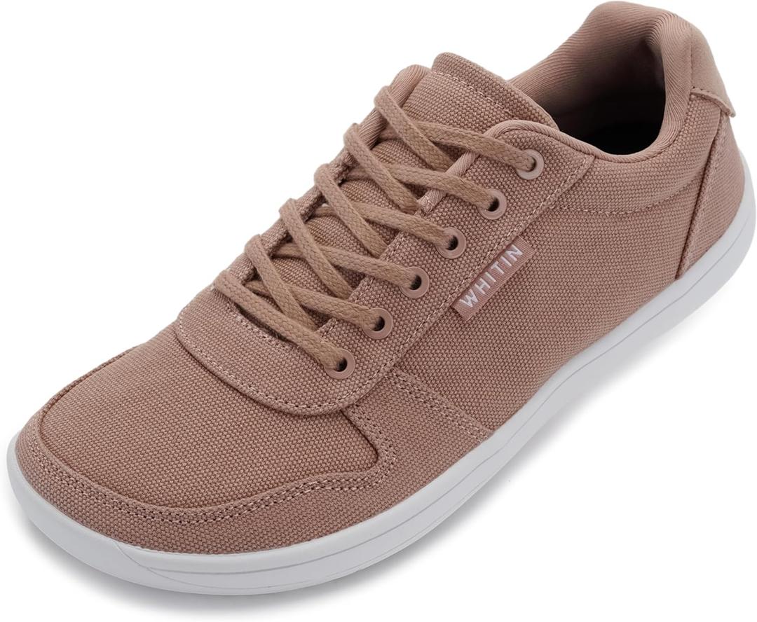 WHITIN Wide Toe Box Barefoot Sneakers for Women | Lightweight Canvas Minimalist Shoes (5.5, Blush)