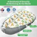 Baby Lounger for Newborn, Baby Nest Cover Breathable and Soft Cotton, Infant Lounger with U-Shaped Safety Bumper for Cozy Comfort Essentials (Dinosuars)