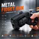 Metal Fidget Gun EDC Toy - Stress Relief Spinner Fidget Toys Adults with Shell Ejection, Bullets & Target, Desk Toys for Men Women (Black)