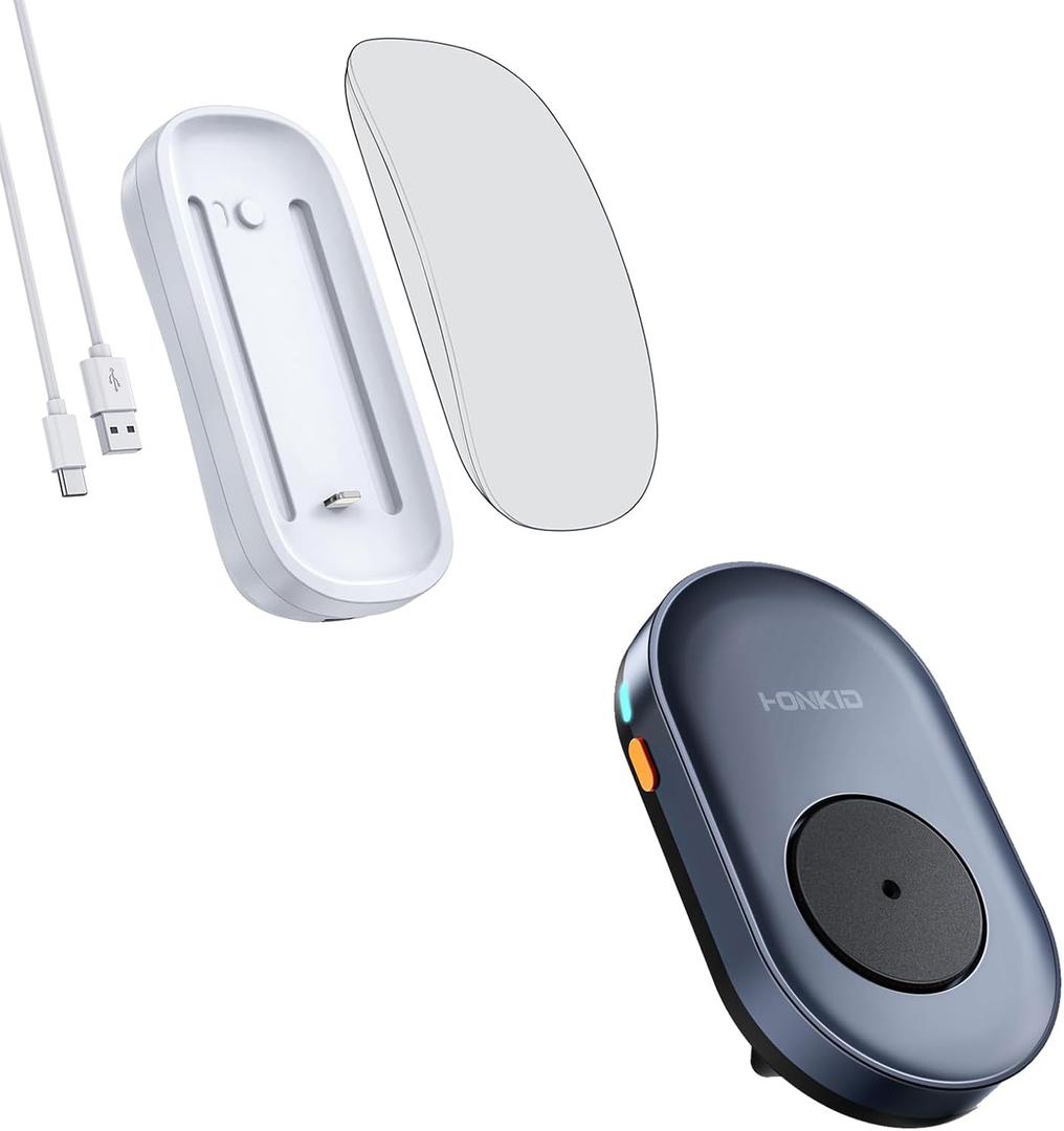 HONKID Wireless Charging Station for Magic Mouse 2, QI Mobile Phone and AirPods, Double-Sided Charging, 3 in 1 Wireless Charging Dock, USB-A to USB-C Cable Long 5ft,White