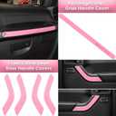 E-cowlboy 18 PCS Full Set Interior Decoration Trim Kit Steering Wheel Center Console Door Handle Air Conditioning Vent Cup Holder Gear Cover Trim for Jeep Wrangler JK JKU 2011-2018 4-Door (Pink)