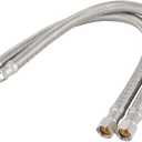 32" Short Shank Stainless Steel Braided Faucet Connector3/8-Inch Female Compression Thread x M10 Male Connector,cUPC Faucet Supply Line for Bathroom & Kitchen Sinks 2pcs