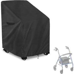 Waterproof Rollator Walkers Cover for Seniors, Folding Walker Accessories, Fits Rollators with Seat (Black)