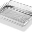 Upgraded Air Fryer Tray Replacement Parts for Samsung GE Oven Parts 304 Stainless Steel Air Fryer Basket NX-AA5000RS Air Fryer Rack 20.4 x 13.4 IN Air Fryer Tray Pan Samsung 30" Range Oven Rack, 20.4L x 13.4W air fryer basket