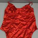 Velius Women's Sexy Metallic Shiny Bodysuit Tank Tops for Night Club Going Out Size -XXL, Red 