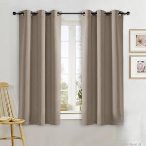 NICETOWN Blackout Curtain Blind for Bedroom, Single Panel, W34 x L63 inches, Taupe, Thermal Insulated Grommet Blackout Room Darkening Drape/Drapery