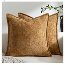Pack of 2 Golden Brown Decorative Throw Pillow Covers 18x18 Cozy Soft Chenille Accent Vintage Square Couch Pillow Covers for Home Decor Bed Sofa Living Room