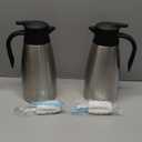 2 PCS 68 OZ Thermal Coffee Carafe, Insulated Stainless Steel Coffee Carafe Double Walled Vacuum Thermal Pot Flask with Brushes Thermos for Keeping Hot Coffee Tea Home and Office (Silver)