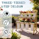Three-layer Heavy-duty Metal Flower Bar Stand, Flower Cart Display Stand with Wheels, Flower Display Stand, Gold Flower Stand Without a Barrel (Gold)