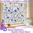 SOMWISE Rainbow Stained Glass Window Privacy Film,Heat Blocking Save Energy | Static Cling & Removable, UV & Sun Blocking Anti-Glare, Renter Friendly for Front Door & Bathroom, Easy to install,45x157