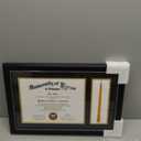 GraduationMall 11x17 Black Diploma Frame with Tassel Holder for 8.5x11 Certificate Document,Real Glass, Black over Gold Mat