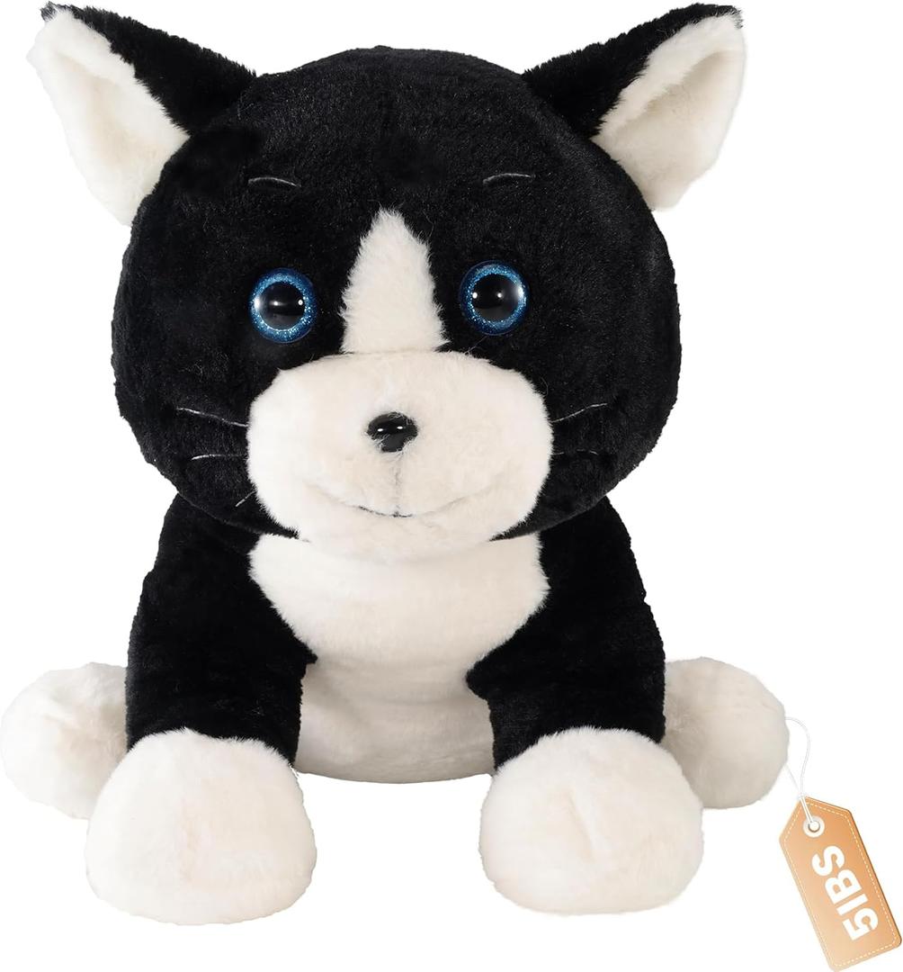 JOD 27 Inch Weighted Black Cat Plush, Weighted Black Cat Stuffed Animal, 5 Lbs Cute Plushies Soft Pillow Toy Gift Cuddle Plushies Pillow Giant Cat for Kids Adults (71 CM)