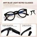 2 x 2 Pack Retro Round Blue Light Glasses for Women