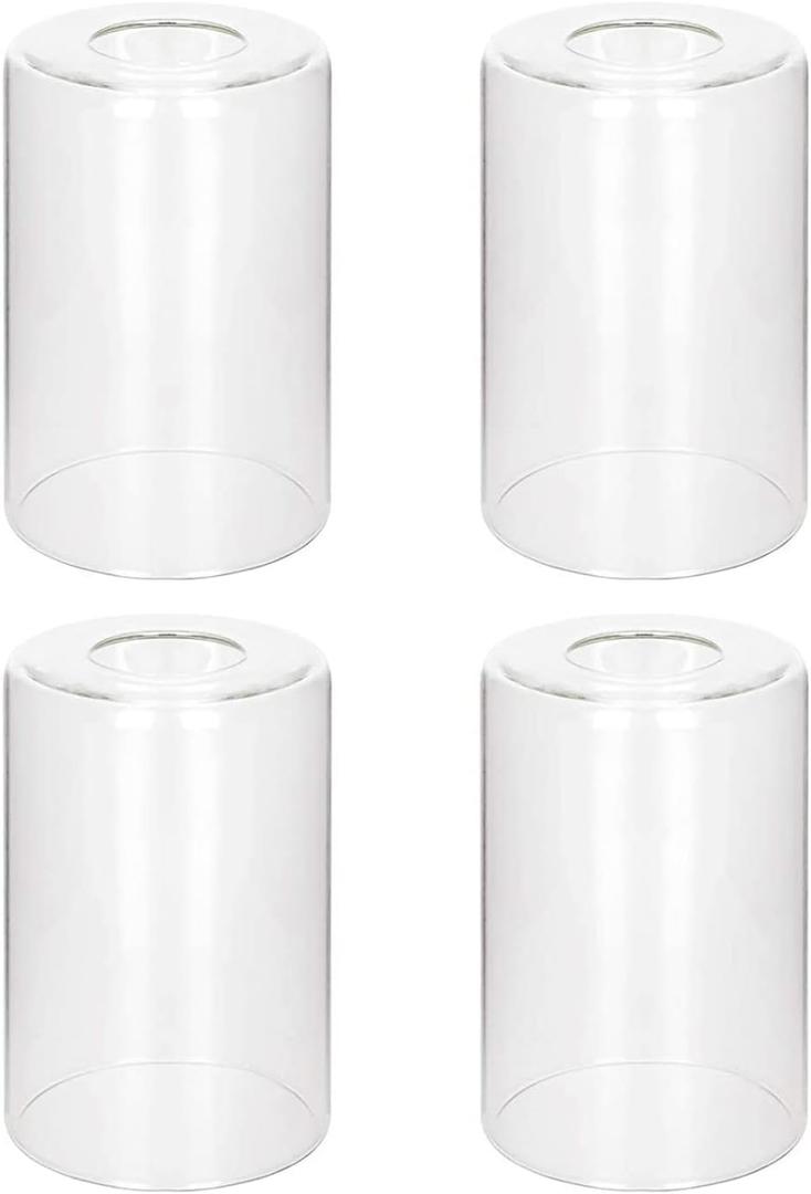 4 Pack Clear Glass Shade Covers Replacements, 5.5in Height, 3.5in Diameter, 1.65in Fitter, Eidonta Clear Cylinder Glass Lamp Shade Replacement Globe for Chandelier Pendant Wall Sconces