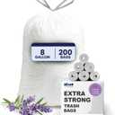 Plasticplace 8 Gallon Trash Bags  0.7 Mil  Lavender and Soft Vanilla Scented Garbage Can Liners  22" x 22" (200 Count), White