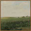 InSimSea Square Framed Canvas Wall Art, Farmhouse Decor Vintage Vast Grassland Paintings Prints, Desk Decor, Nature Scenery Wall Art for Living Room Bedroom, Bathroom Home Decor 16"x16" (Field)