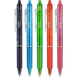 Pilot Frixion Clicker Erasable Pen, Fine, 0.7 mm, Assorted Gel ink. 5 pack 11878