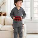 NZRVAWS Toddler Baby Boy Clothes Letter Printed Plaid Hoodie Shirt Denim Ripped Jean Pants Infant Fall Winter Outfits 6M-8T (12-18 Months)