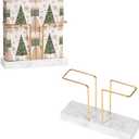 2 Pack Cocktail Napkin Holder for Table,Natural Marble Napkins Holder with Metal Wire,Modern Tissue Paper Dispenser for Dining Table Bar Kitchen (6.8 x 6.8 inch Cocktail Napkin Holder)