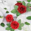 AmyHomie Artificial Flower Red Rose 100pcs Real Looking Fake Roses w/Stem for DIY Wedding Bouquets Centerpieces Arrangements Party Baby Shower Valentines Day Christmas Tree Decorations