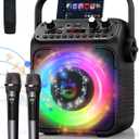 Karaoke Machine for Adults, Portable Karaoke System with 2 Wireless Microphones, 40W Speaker with DSP, Echo & Reverb, 7-Colorful Light Modes, Home Party & Outdoor Singing