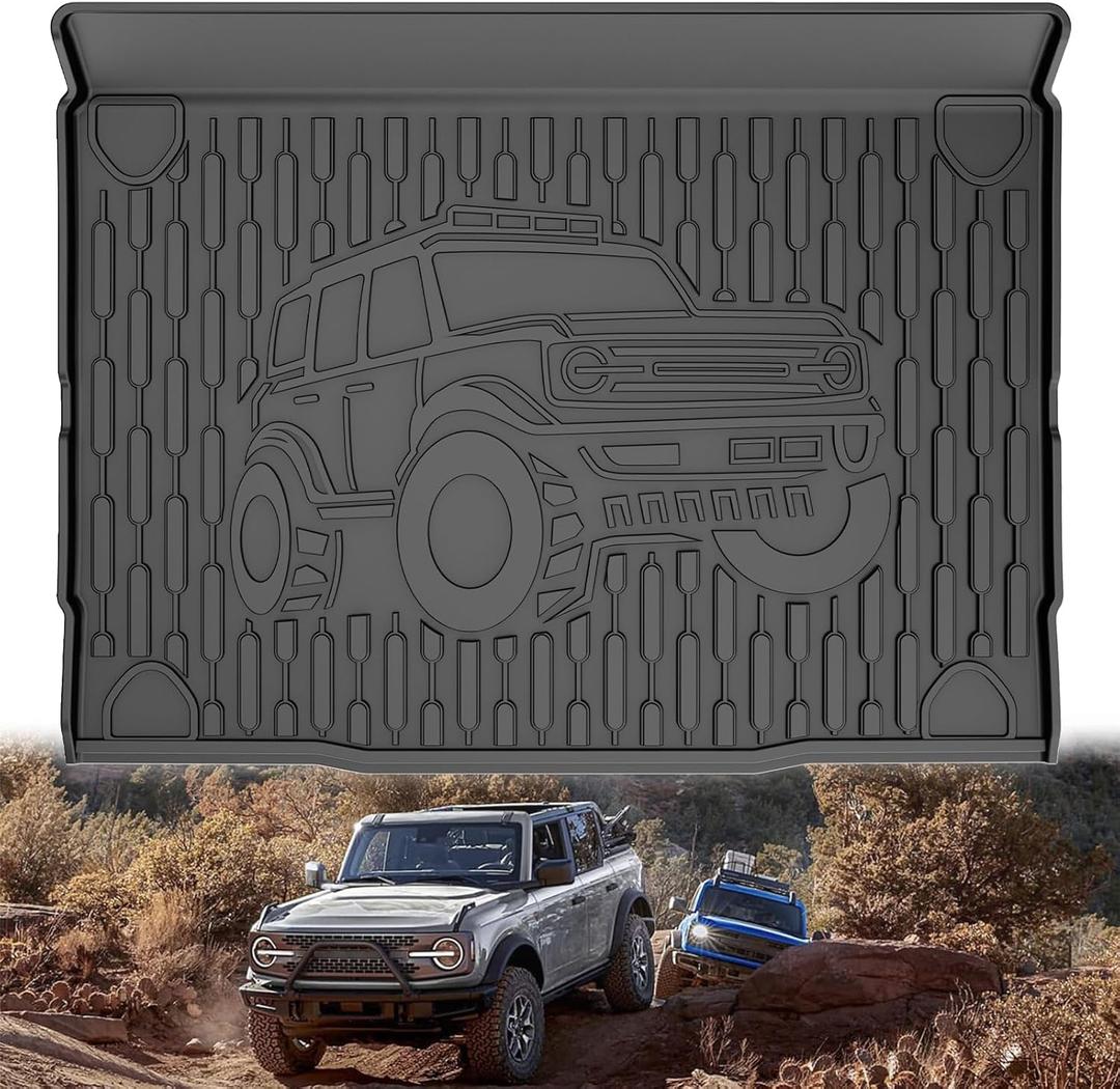 TTX LIGHTING Bronco 4-Door Cargo Liner - Custom Fit Trunk Mats for Ford Bronco 2021-2025 4 Door Cargo Mat All Weather Cargo Tray Black