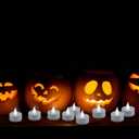 2 x YIWER 24pcs Flameless Tea Lights Candles Realistic LED Flickering Operated Pumkin LED TeaLights Candles Long Lasting Electric Fake Candles Decoration for Party and Gifts Ideas (Cold White)